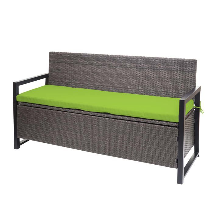 Banc banquette avec compartiment de rangement 3 places en polyrotin gris chine coussin vert 04_0005801 Banc banquette avec compartiment de rangement 3 places en polyrotin gris chine coussin vert 04_0005801