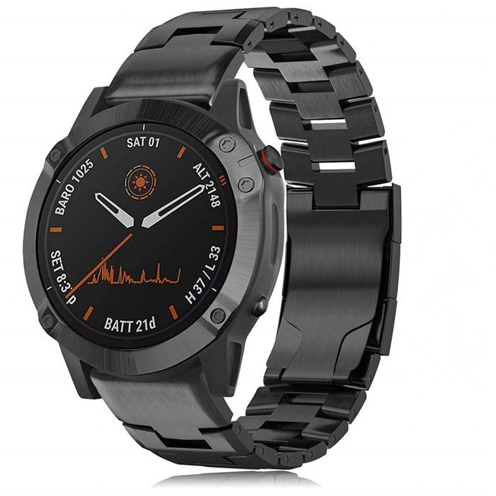 INF Bracelet de montre en titane pour Garmin Fenix 7X/6X/5X - 26 mm noir