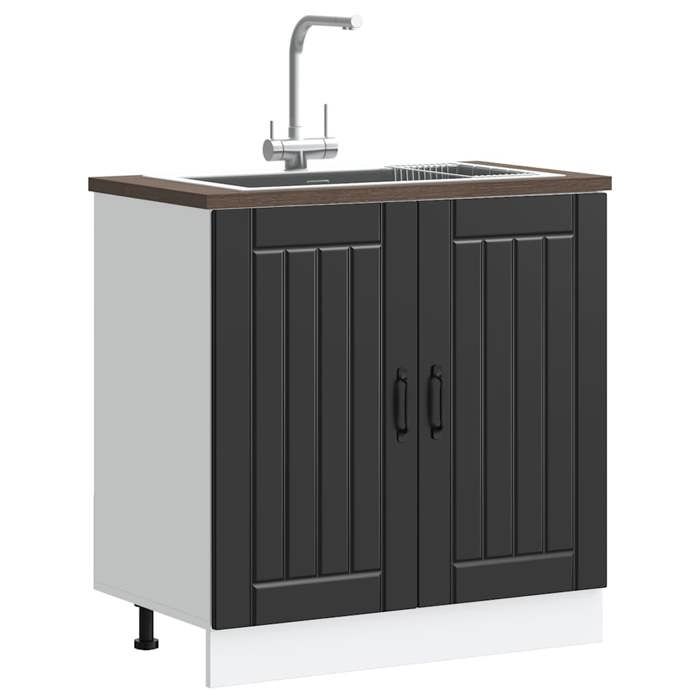 Armoire sous évier - SWEETY - Meuble de base de lavabo Lucca - noir - bois dingénierie LL617