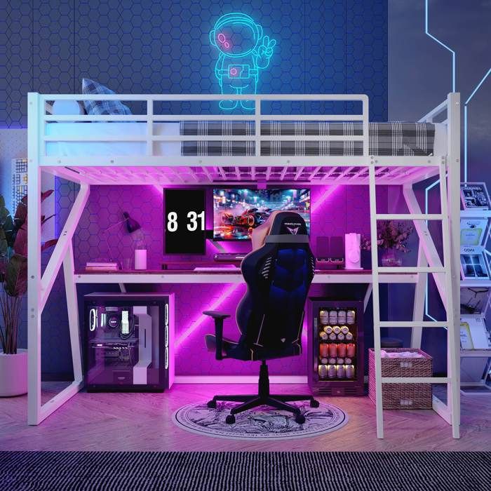 Sapgaks Lit Mezzanine Enfant en Fer 90x200 avec LED,Port USB, Bureau,Compartiment de Rangement,échelle de Rangement,lit superposé avec Garde-Corps,Cadre de lit Mezzanine 1 Place (A-Noir, 90x200 Sapgaks Lit Mezzanine Enfant en Fer 90x200 avec LED,Port USB, Bureau,Compartiment de Rangement,échelle de Rangement,lit superposé avec Garde-Corps,Cadre de lit Mezzanine 1 Place (A-Noir, 90x200