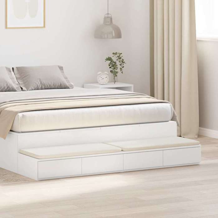 vidaXL Tiroirs de lit Blanc 140 x 365 x 165 cm Bois dingénierie 866947