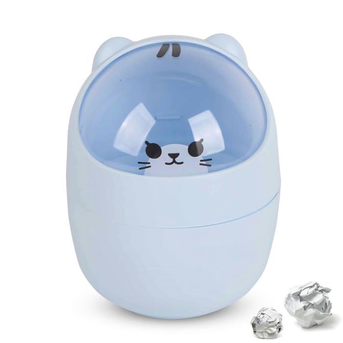 Poubelle en Forme de Chat Poubelle de Bureau Poubelle de Bureau Mini Poubelle Poubelle de Chat Poubelle de Table Mini Poubelle de Chat Petit Bureau Noir Mignon PP Mini