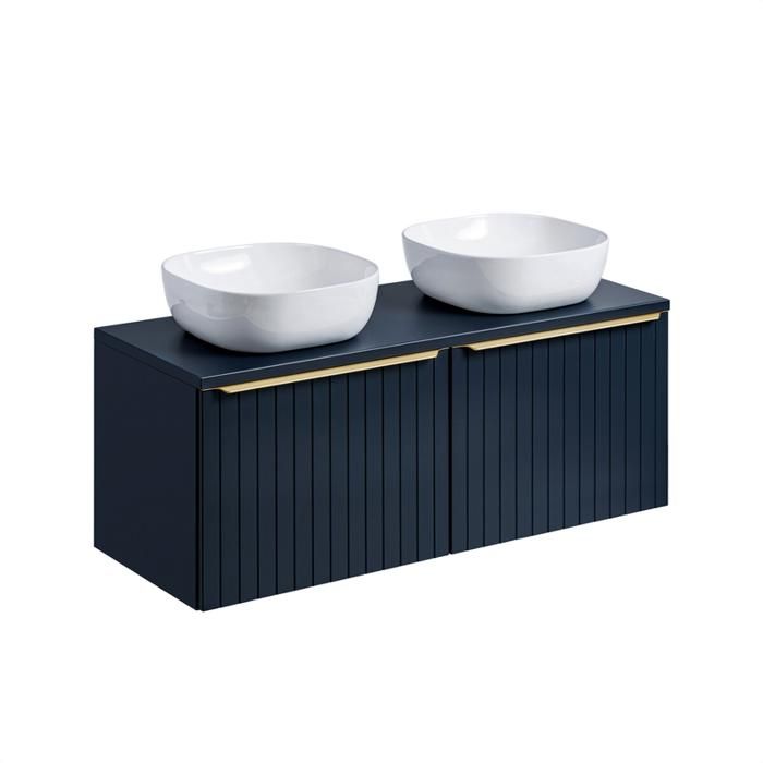 Ensemble Meubles Salle de Bain - OTITEC - BOLD DEEP BLUE - 120 cm - Double Vasque - Miroirs LED Ensemble Meubles Salle de Bain - OTITEC - BOLD DEEP BLUE - 120 cm - Double Vasque - Miroirs LED