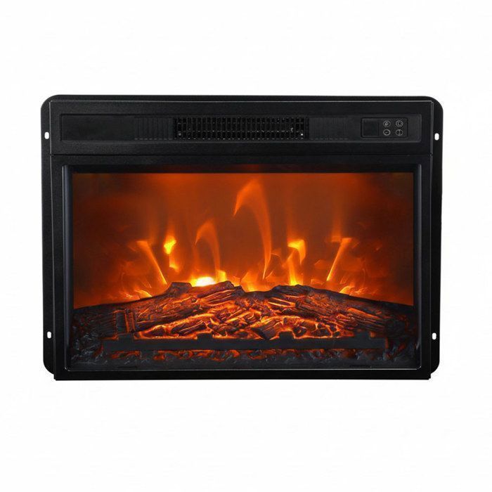 Cheminée électrique encastrable 23 pouces effet flamme et bûches réalistes 1818 W thermostat télécommande minuterie