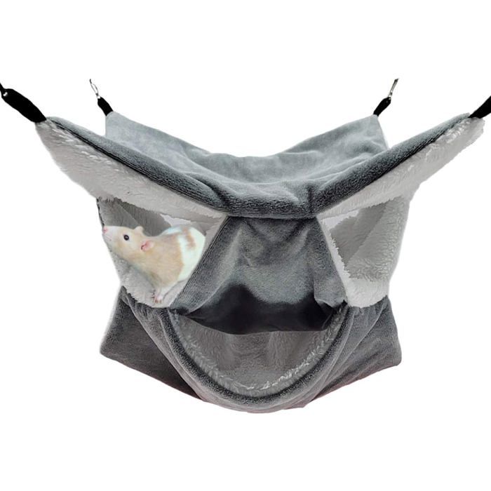 Hamac rongeur 3 couches labyrinthe géométrique lit suspendu rat/hamster/écureuil gris. Label