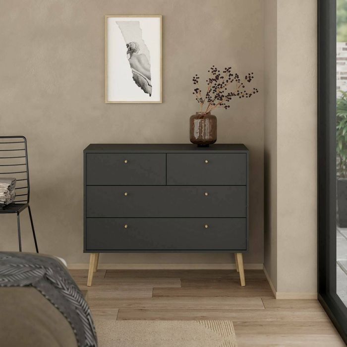 Commode Pelagie Dmora en Bois Mélaminé Gris 39 1x98 7x81 7h cm Commode Pelagie Dmora en Bois Mélaminé Gris 39 1x98 7x81 7h cm