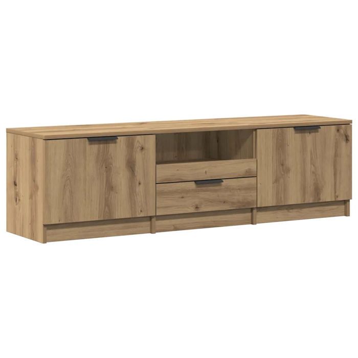 Meuble TV - HELLOSHOP26 - Chêne Artisan 140x35x40 cm - Bois dingénierie - 3 tiroirs 3 étagères - Beige mat Meuble TV - HELLOSHOP26 - Chêne Artisan 140x35x40 cm - Bois dingénierie - 3 tiroirs 3 étagères - Beige mat