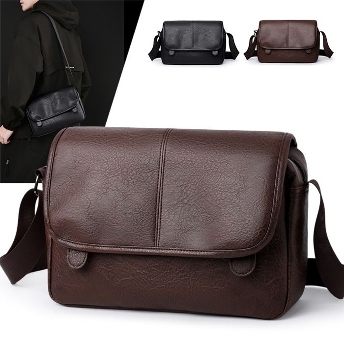 Sacoche homme en similicuir – Bandoulière réglable style business casual Marron