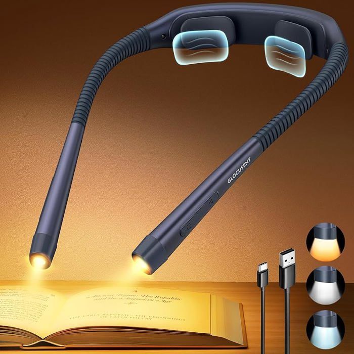 Lampe tour de cou lampe de lecture3 couleurs et 5 ux de luminosité continue lampe de lecture Medium Gris Bleu