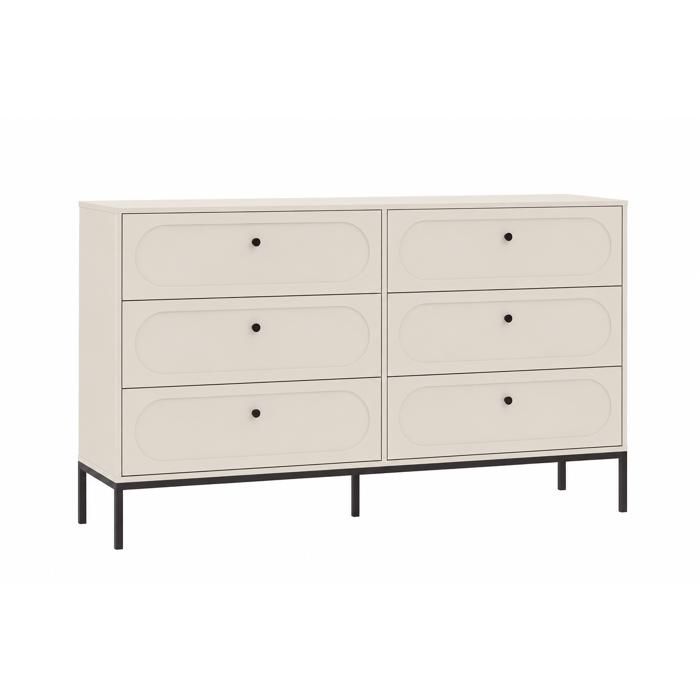 Commode - 3XE LIVING - Commode 6 tiroirs - cachemire - 150 x 40 x 92 cm - scandinave