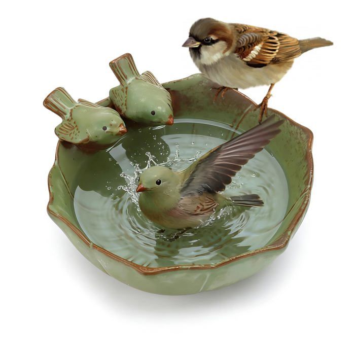 Abreuvoir Oiseaux Céramique Mangeoire Oiseaux Exterieur Bain Oiseaux Bain doiseaux pour Extérieur MANGEOIRE