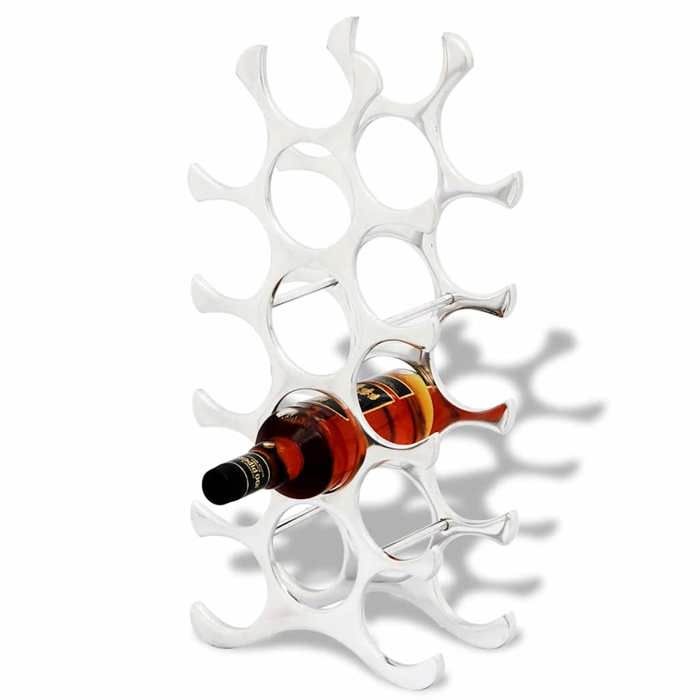 ELORAN Étagère à bouteille - Casier à bouteilles pour 15 bouteilles - Argenté - Aluminium - 26x14x54 cm 23245