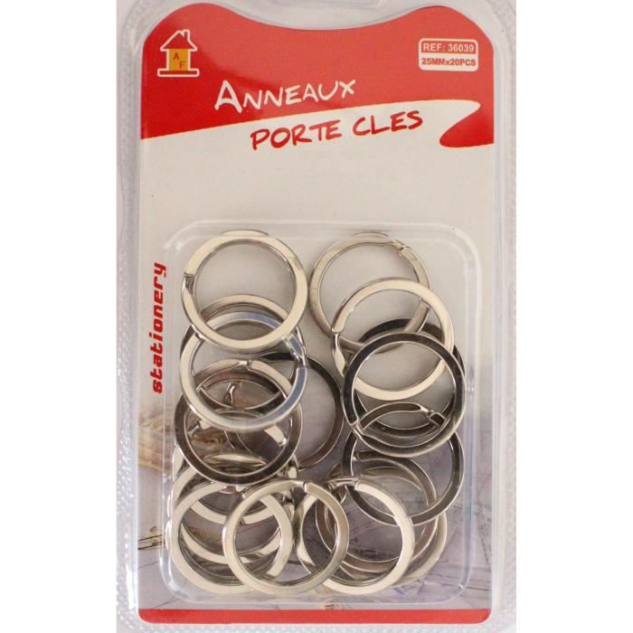 Lezed 20 PCS Porte-cl/és DE 25 mm avec Cha/îne Anneaux de Porte-cl/é en Acier Anneaux de Porte-cl/é en Acier INOX pour Bricolage Paquet DE 20 pi/èces, 25mm Loisirs Cr/éatifs by