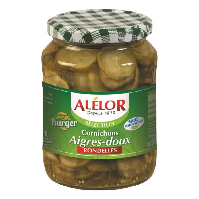 Cornichons AigresDoux en Rondelles Alélor 72CL Cdiscount Au quotidien