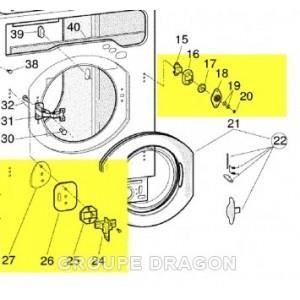 Kit encastrement charnières pour lave linge ARISTON AWM129EU Pièce d'origine Constructeur