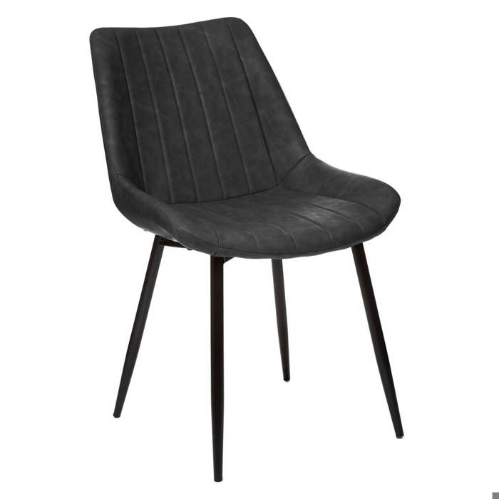 Chaise Olwen effet cuir gris ardoise - Atmosphera Créateur dintérieur