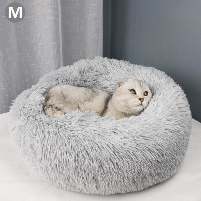 Rond En Peluche Pour Animal Domestique Nest Deep Sleep Pet Matelas épais Chaud Chien Chat Chaton Lit Litière 60cm Gris Clair