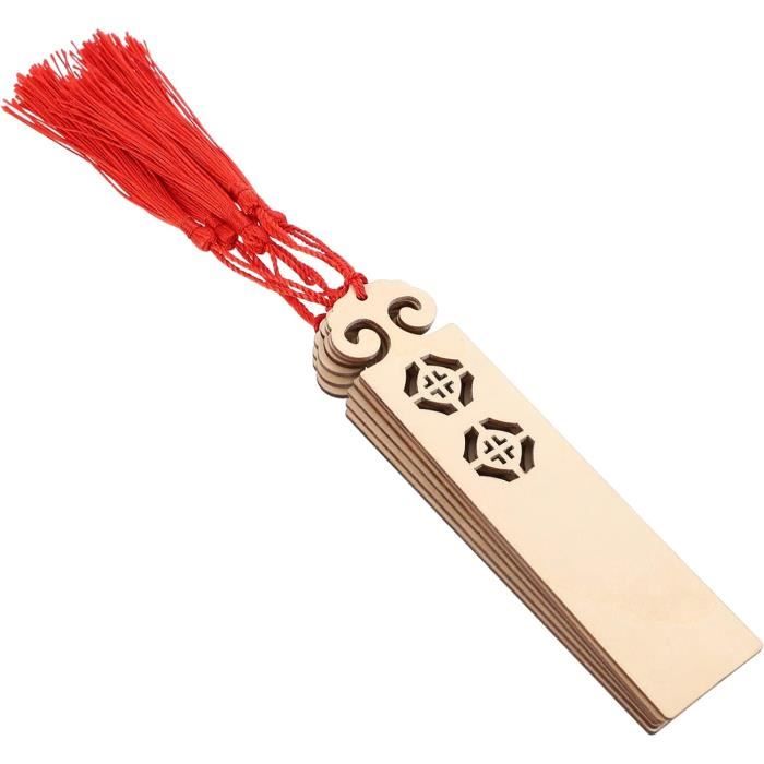 Lot De 72 Marque-pages En Bois Vierges Avec Pompon Coloré DIY - Marque-page Vides Rectangulaires