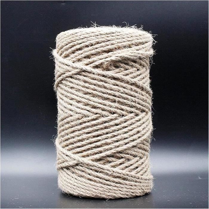 SiAura Material Ficelle De Chanvre 2mm Gris - Rouleau De 100m Pour Artisanat Et Bijoux