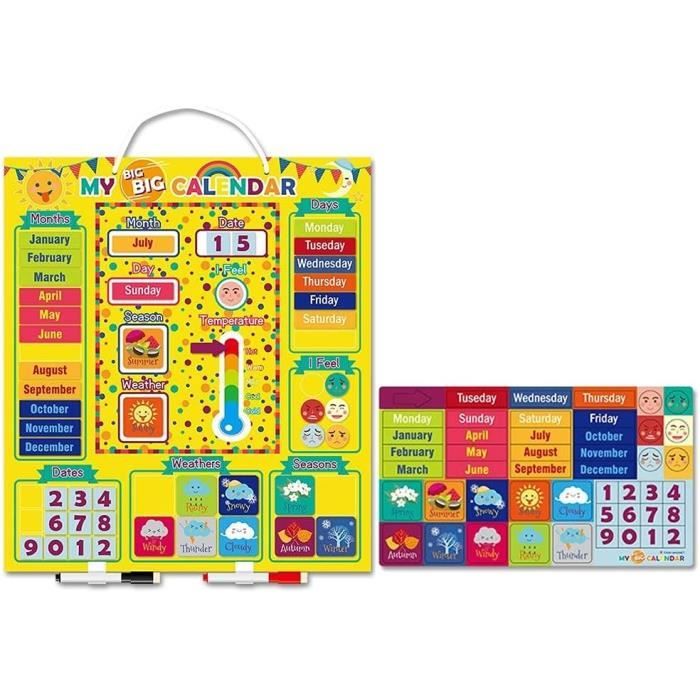 Calendrier Magnétique Chuckle – 40 X 32 Cm – Saisons, Date, Météo – Dès 4 Ans – Personnalisable