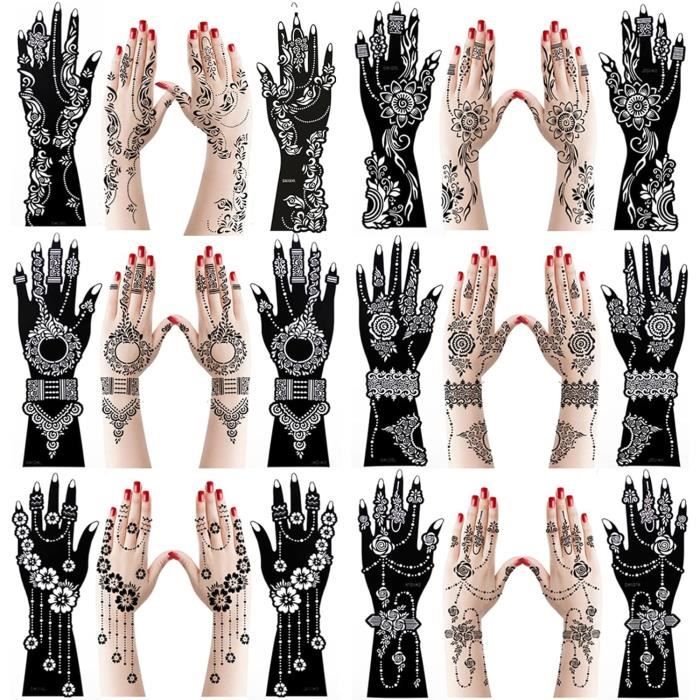 Temporaire henné tatouage flash or argent métallique