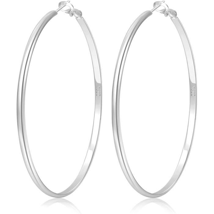 Boucles D'Oreilles Créoles Argent 925 - Zircone Cubique - Hypoallergénique - 6 à 12mm