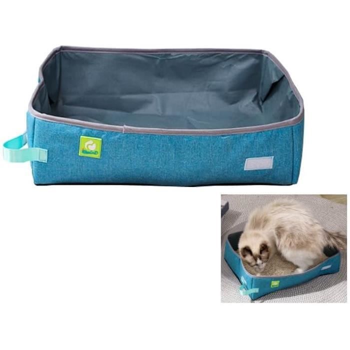 Portable Litière de Voyage pour Chat,Bac à Litière pour Chat Pliable, Boîte à Litière Pliable pour Chats avec Animaux 38*48*12cm