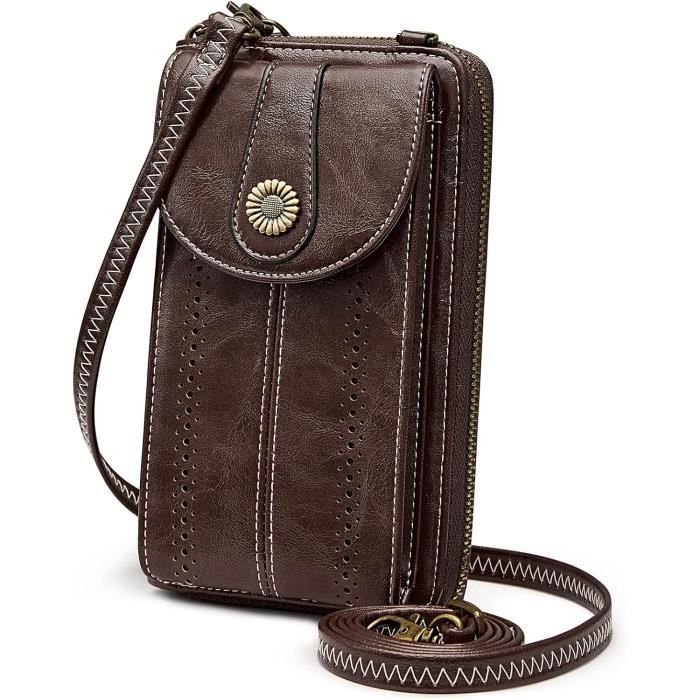 Femme Sac ?? Bandouli?�re Pour T?�l?�phone Portable En Cuir Pu Avec Blocage Rfid ??tui De T?�l?�phone 