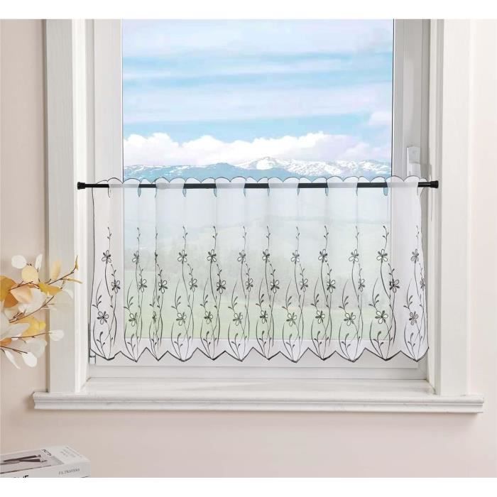 Sheer Lot De 2 Rideaux Brise-Bise Avec U0152illets - Transparent - Style Maison De Campagne - En