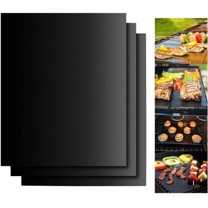 Lot De 5 Tapis BBQ Réutilisables - 40x34 Cm - Anti-adhésif PTFE - Résiste Jusqu'à 260°C - Pour Gaz, Charbon, électrique