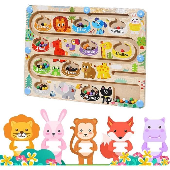Jouet Labyrinthe Magnétique Enfant 3 Ans+ Bois Montessori, Apprentissage Couleurs Chiffres Cadeau . - Jeux - Jouets Jouet Labyrinthe Magnétique Enfant 3 Ans+ Bois Montessori, Apprentissage Couleurs Chiffres Cadeau . - Jeux - Jouets