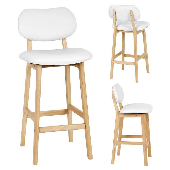 8 Chaises de Bar Scandinaves avec Coussin Tabouret de Bar Bois