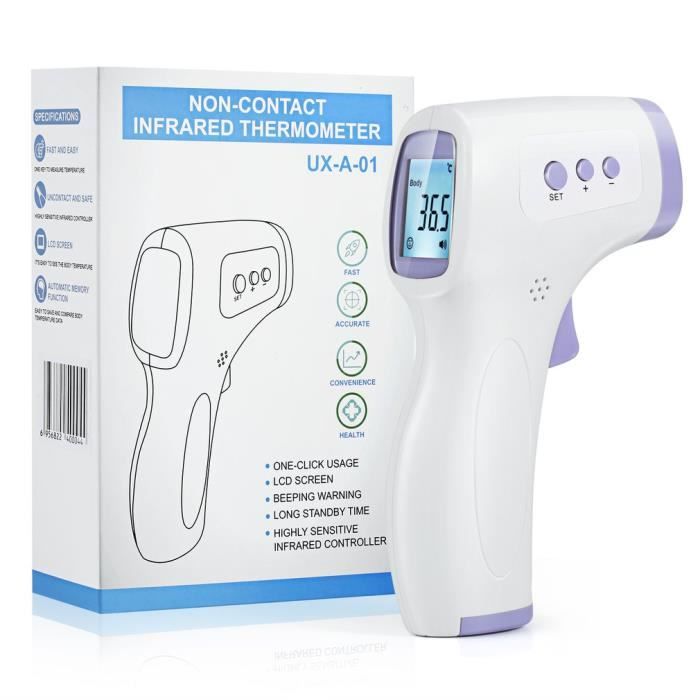 Thermomètre Frontal Infrarouge Sans Contact - Mesure Rapide Pour Adultes Et Bébés, Affichage 3 Couleurs, Piles AAA