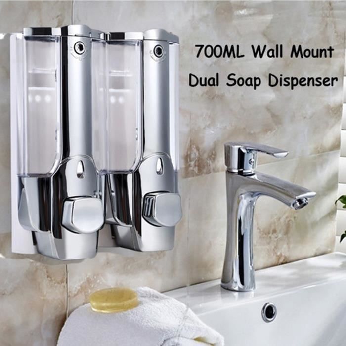 Simplehuman Distributeur Double de Savon et Shampoing Mural Inox