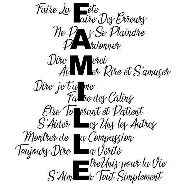 Sticker Citation Mesostiche Et Acrostiche Famille 50x43 Cm Noir Tex053 Cdiscount Maison