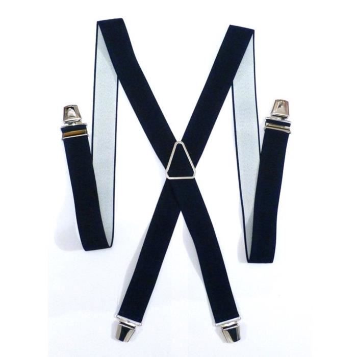Homme Bretelle Largeur 35mm - Y Entièrement élastique 6 Clips de Cuir