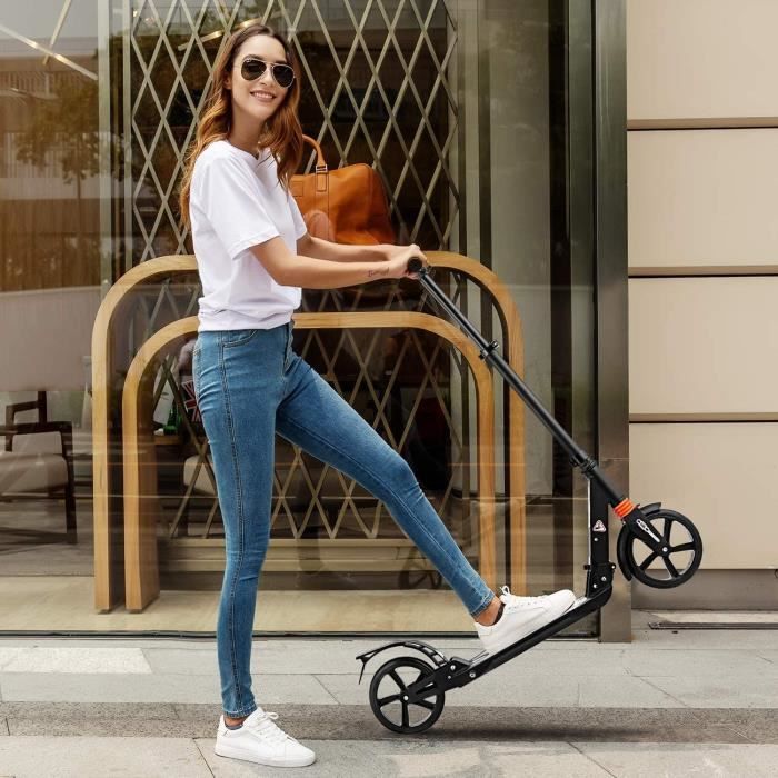 Trottinette Pliable Big Wheel - 4 Hauteurs Réglables, Frein à Disque, Amortisseurs, Pour Ados Et Adultes