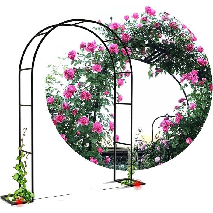 Arche De Jardin En Métal Noir - 100 Cm Large, 220 Cm Haut - Pour Plantes Grimpantes (roses, Vignes) - Pergola Extérieure Résistante