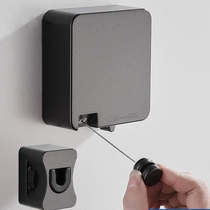 Corde à Linge Rétractable En Acier Inoxydable 304 – Fixation Murale, 2.8m, Pour Intérieur/extérieur, Grise