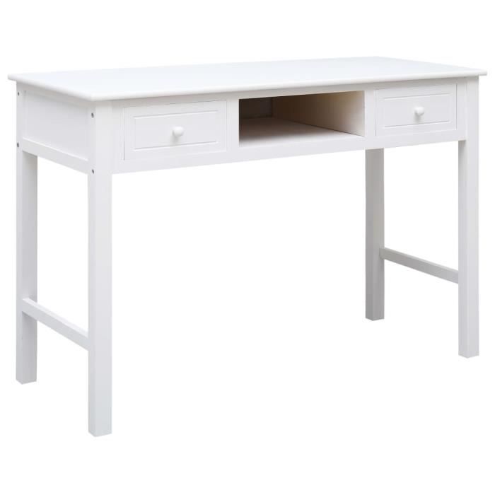 Bureau 110 X 45 X 76 Cm Bois Blanc Achat Vente Bureau Bureau Blanc Cdiscount
