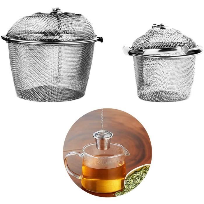 L filtre à thé Infuseur de cuisine en maille infuseur de boule à thé avec chaîne prolongée pour thé en vrac Boule à thé en acier inoxydable