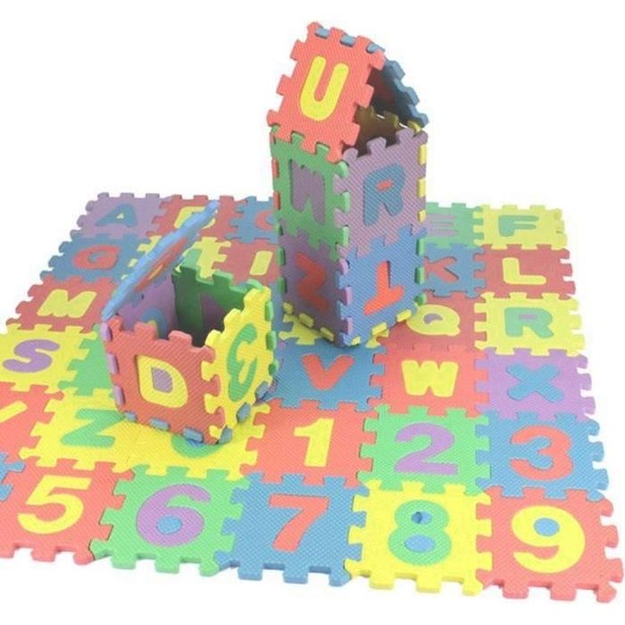 36 Pcs Puzzle tapis mousse bébé alphabet et chiffres 16x16 cm enfant bas  âge - Tapis pour enfant - Achat & prix