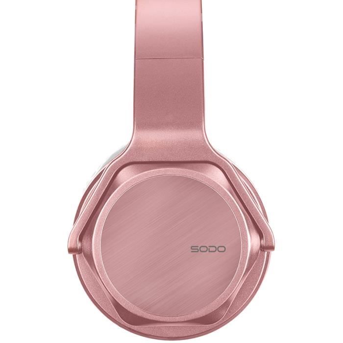 Casque Audio Haute Qualite Sodo Mh3 Actif Suppression Du Bruit Bluetooth Casque Sans Fil Sur L Oreille Casque Stereo Rose Gold Cdiscount Tv Son Photo