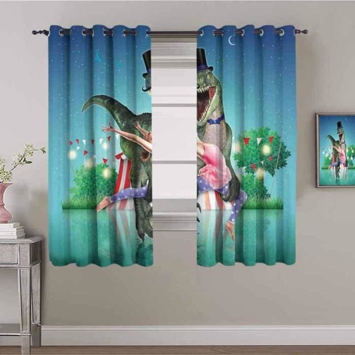 Rideaux Occultants 3D Motif Jungle - Lot De 2 Panneaux 140x240 Cm, œillets 4 Cm, Polyester - Isolation Thermique Et Phonique