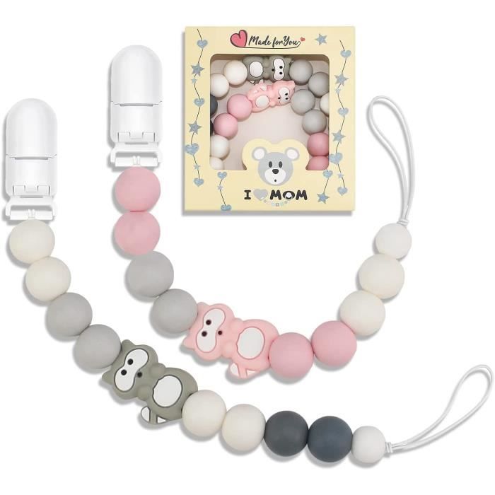 Attache Sucette pour Bebe avec Adaptateur, FenFang 5 pcs Attache Tétine  avec 5 pcs Anneau Silicone, Porte Tetine Bebe Accroche Tetine pour Bébé  Clip