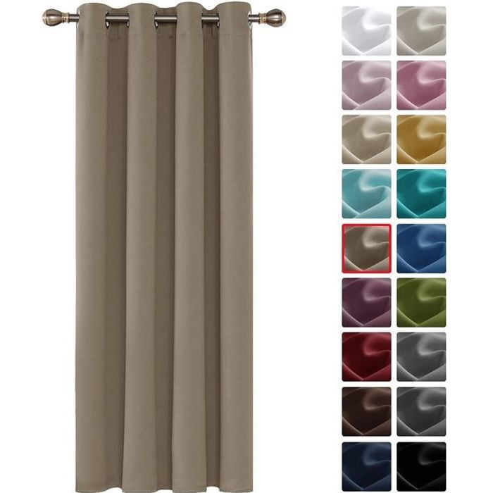 Rideau Occultant Dressing Oeillets 140x240cm Isolant Thermique Taupe Chambre Fr 