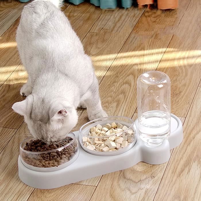 3 En 1 Gamelle Pour Petit Chat Et Chien Distributeur D Eau Gamelle Double 360 Rotation Blanc Cdiscount