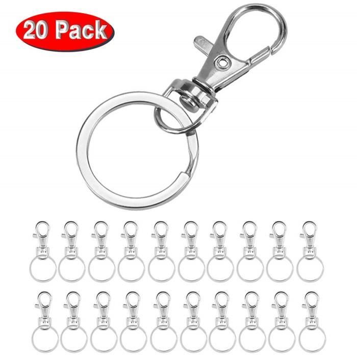 Cosmétique et bijoux Porte-clés Lot de 30 petites fermoirs rotatifs amovibles avec anneau porte-clés 25 mm pour porte-clés Mousqueton 