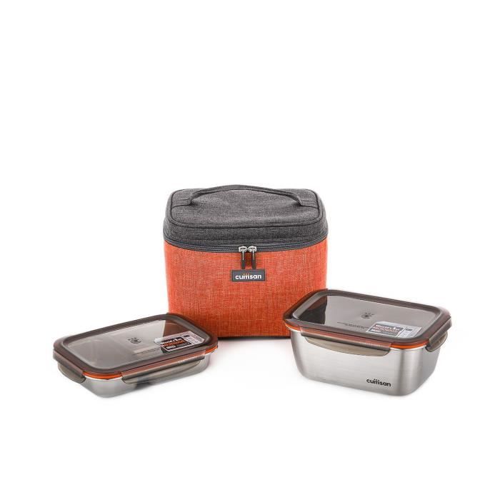 Cuitisan - Lunch box : set de 2 boîtes de conservation inox + sac isotherme  - Innovation mondiale : Inox compatible au micro ondes - Cdiscount Maison