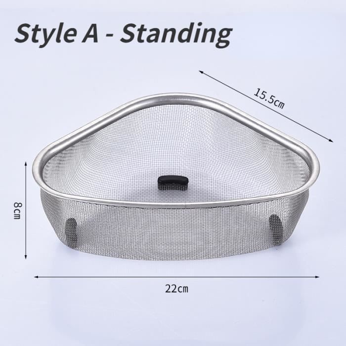 Porte-évier Triangulaire 2 Pièces Avec Ventouse | Panier Vidange Cuisine Salle De Bain
